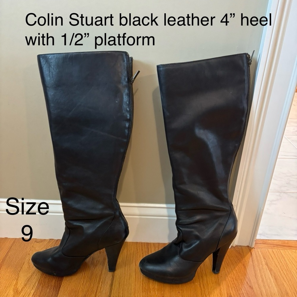 Colin Stuart Black Leather Heeled Boots